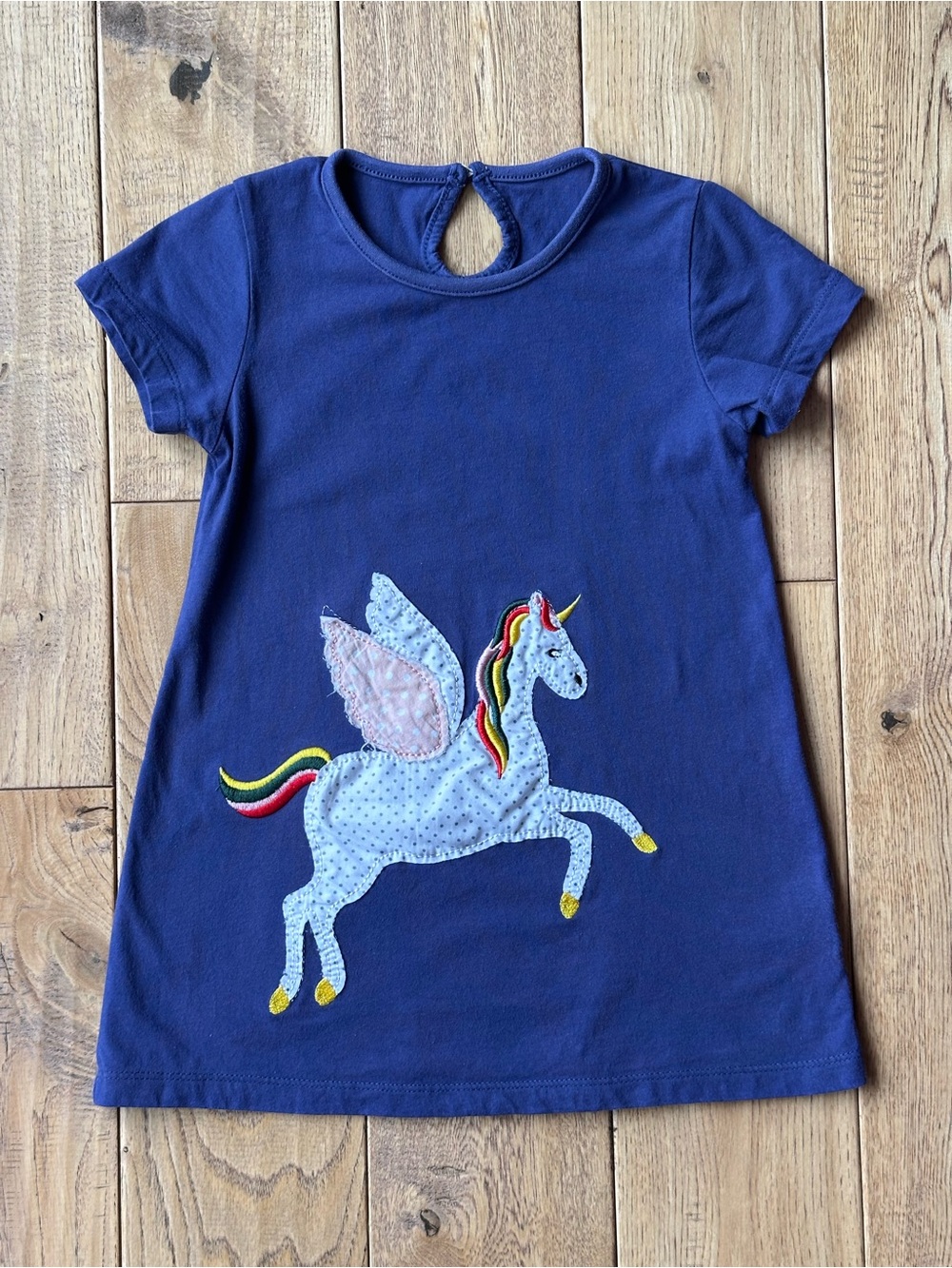 Boutique Unicorn Appliqué Navy Blue Short Sleeve Dress size 2T